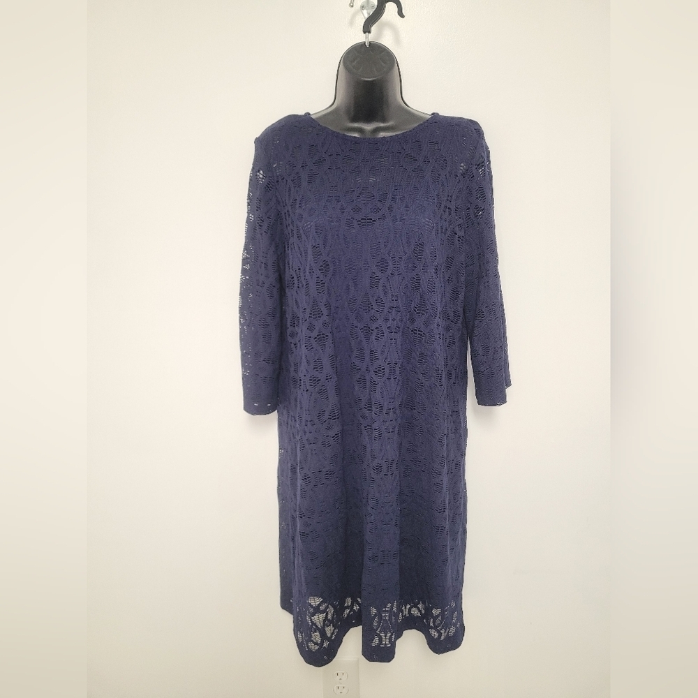 Chico’s Navy Blue Lace Midi Dress sz 1.5 / M